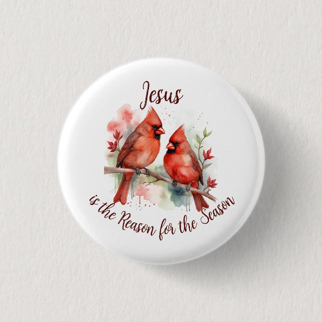 Christmas Red Cardinal Jesus Reason for Season Knapp (Framsida)