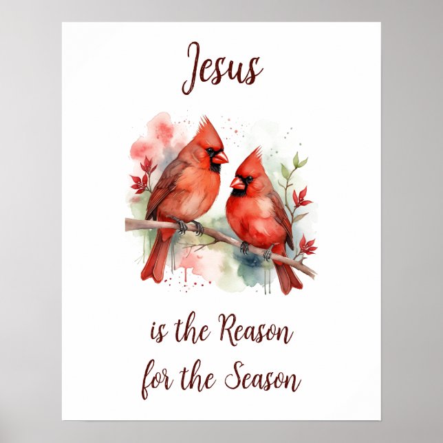 Christmas Red Cardinal Jesus Reason for Season Poster (Framsidan)