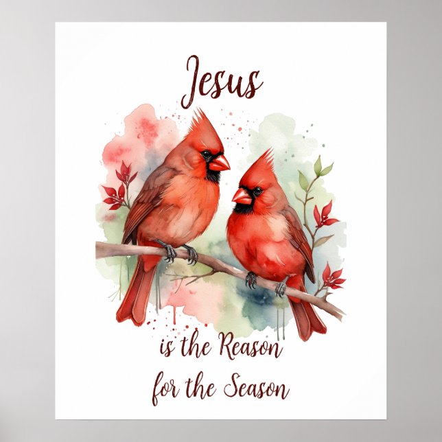 Christmas Red Cardinal Jesus Reason for Season Poster (Framsidan)