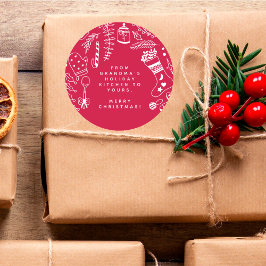 Christmas Red Cheer Holiday Baking Hand Drawn Runt Klistermärke