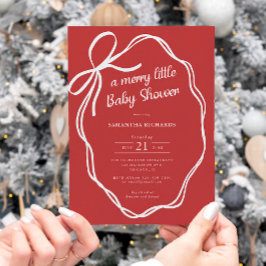 Christmas red coquette bows whimsical baby shower inbjudningar