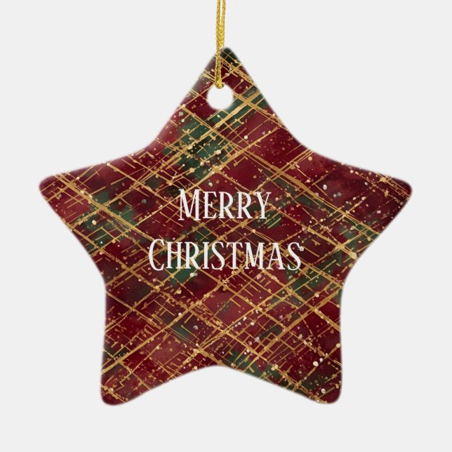 Christmas, Red Gold Green ,White Merry Christmas Julgransprydnad Keramik (Framsidan)