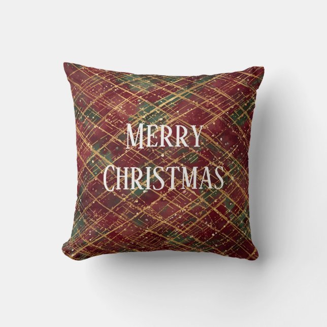 Christmas, Red Gold Green ,White Merry Christmas Kudde (Framsida)