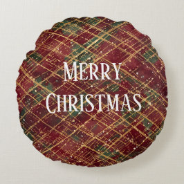 Christmas, Red Gold Green ,White Merry Christmas Rund Kudde