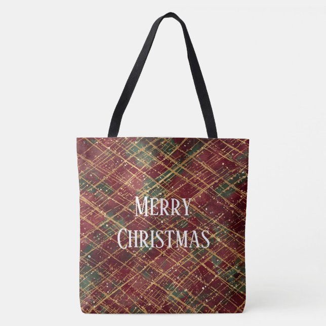 Christmas, Red Gold Green ,White Merry Christmas Tygkasse (Framsida)