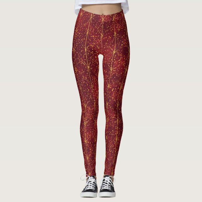 Christmas  ,Red Gold ,Merry Christmas  Leggings (Framsida)