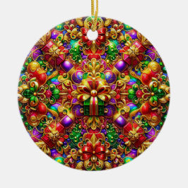 CHRISTMAS Red Gold Purple Green 3D Gift ~ Julgransprydnad Keramik