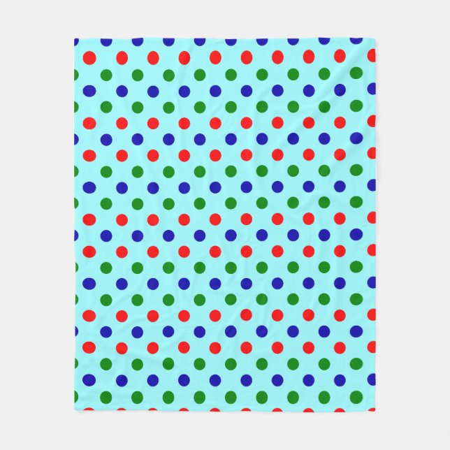 Christmas - Red, Green & Blue Polka Dots Pattern   Fleecefilt (Framsidan)