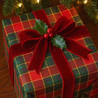 Christmas Red Green Tartan Glossy Holiday Presentpapper