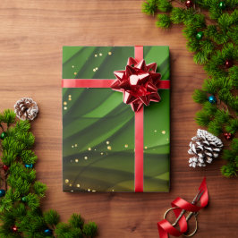 CHRISTMAS RED GRÖNT & GULD ABSTRAKT SWIRLS PRESENTPAPPER