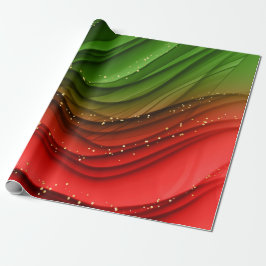 CHRISTMAS RED GRÖNT & GULD ABSTRAKT SWIRLS PRESENTPAPPER