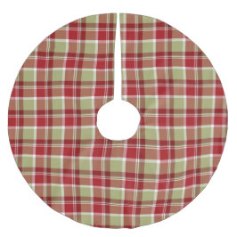 CHRISTMAS RED & GRÖNT PLAID MÖNSTER JULGRANSMATTA BORSTAD POLYESTER