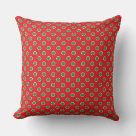 CHRISTMAS RED & GRÖNT POLKA DOTS KUDDE