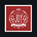 CHRISTMAS RED HELGDAG JOY CHALKBOARD PERSONLIG PAPPERSSERVETT<br><div class="desc">ÖNSKAR ATT DU JOBBAR: Ljusstark och glad whimsical chalkboard stil-julprydnad med röd och vit vintage dekorativ typografi och finare-snurrar. Anpassa den med ditt namn eller din anpassningsbar. Klicka på Anpassa om du vill ändra bakgrunden till färg. Kan användas för festlig hemunderhållning med vänner, grannar och familj. En underbar värdinna-gåva. Contemporary,...</div>