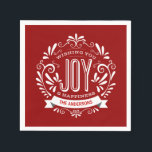 CHRISTMAS RED HELGDAG JOY CHALKBOARD PERSONLIG PAPPERSSERVETT<br><div class="desc">ÖNSKAR ATT DU JOBBAR: Ljusstark och glad whimsical chalkboard stil-julprydnad med röd och vit vintage dekorativ typografi och finare-snurrar. Anpassa den med ditt namn eller din anpassningsbar. Klicka på Anpassa om du vill ändra bakgrunden till färg. Kan användas för festlig hemunderhållning med vänner, grannar och familj. En underbar värdinna-gåva. Contemporary,...</div>