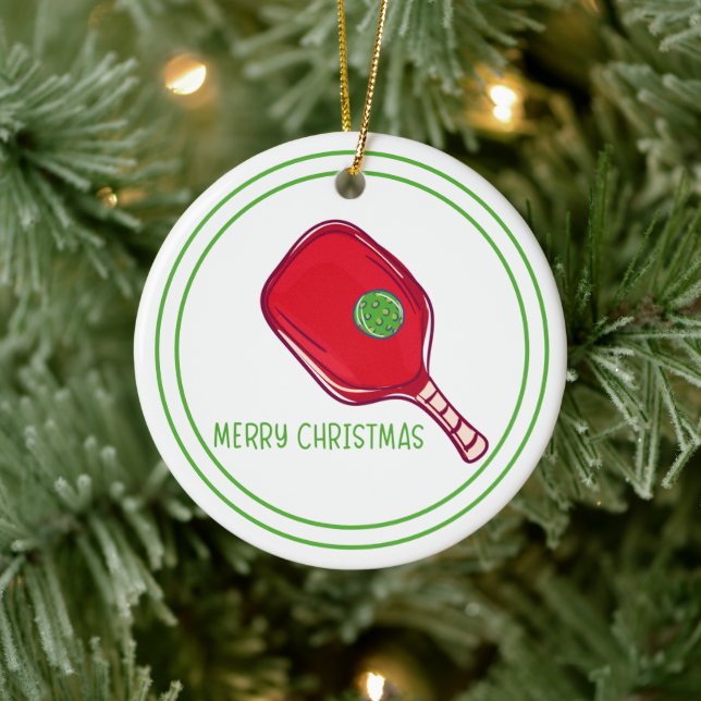 Christmas Red Pickleball Paddle Design Festive Julgransprydnad Keramik (Träd)