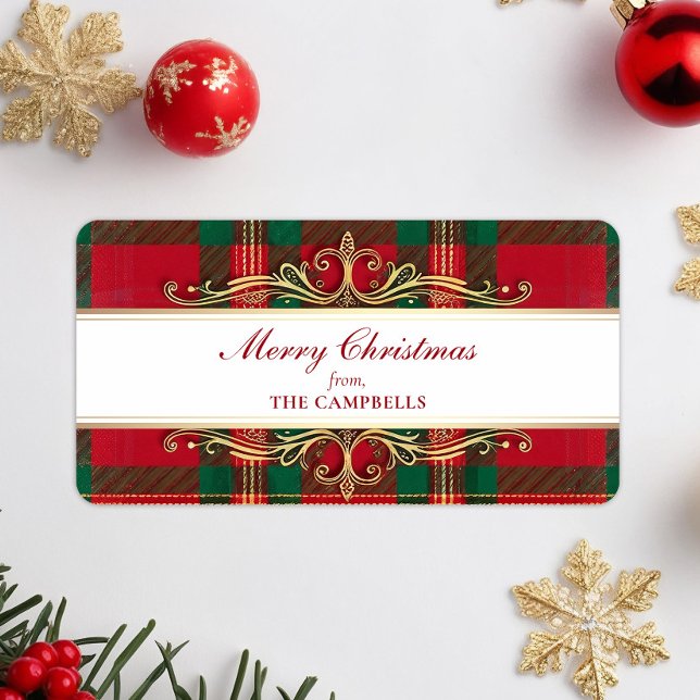 Christmas Red Plaid Holiday Return Address Label Adressetikett (Skapare uppladdad)