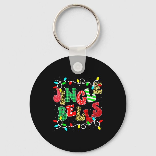 Christmas Red Plaid Jingle Bells Christmas Family  Nyckelring (Framsida)