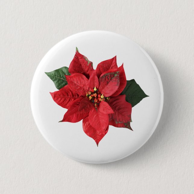 Christmas Red Poinsettia  Knapp (Framsida)