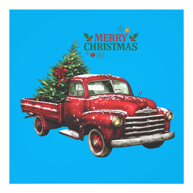 christmas, red, truck, vintage, fototryck (Framsidan)