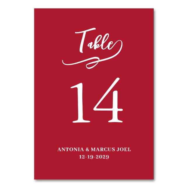 Christmas Red Wedding Table number Card Bordsnummer (Framsidan)