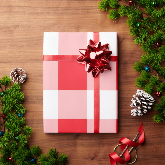 Christmas Red White Check  Presentpapper (Julgåva)
