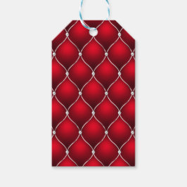 CHRISTMAS RED & WHITE TUFTED LOOK PATTERN PRESENTETIKETT