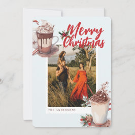 Christmas Red Winter Hot Cocoa Coffee Holiday Card Julkort