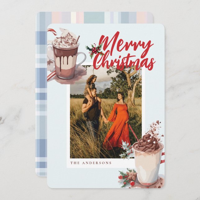 Christmas Red Winter Hot Cocoa Coffee Holiday Card Julkort (Fram/baksida)
