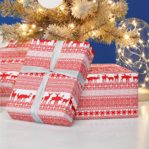 CHRISTMAS REIN HJORT LAPLAND MÖNSTER in red Wrapp Presentpapper