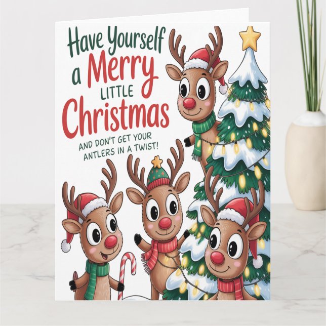 Christmas Reindeer Antlers Twist Kort (Framsida)