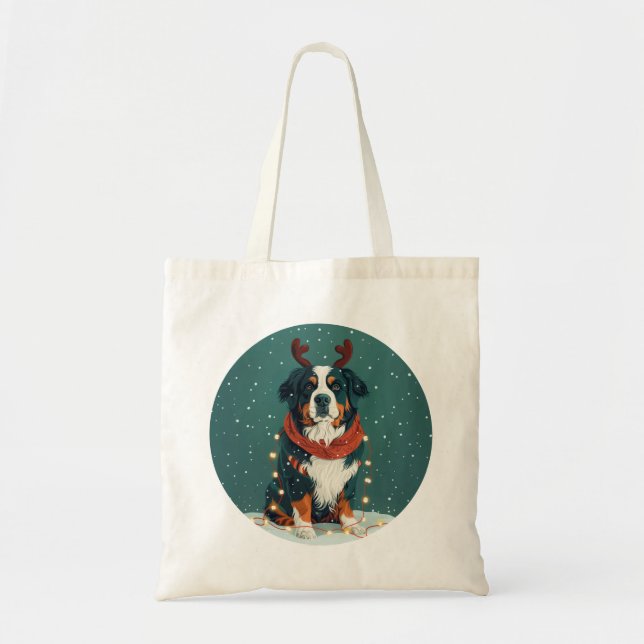 Christmas Reindeer Bernese Mountain Dog Tygkasse (Framsidan)