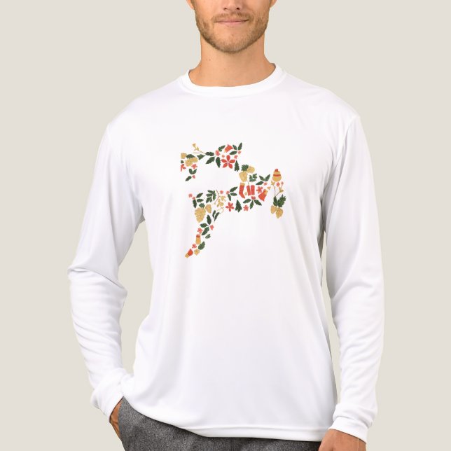 Christmas Reindeer Collage – Festive Holida T Shirt (Framsida)