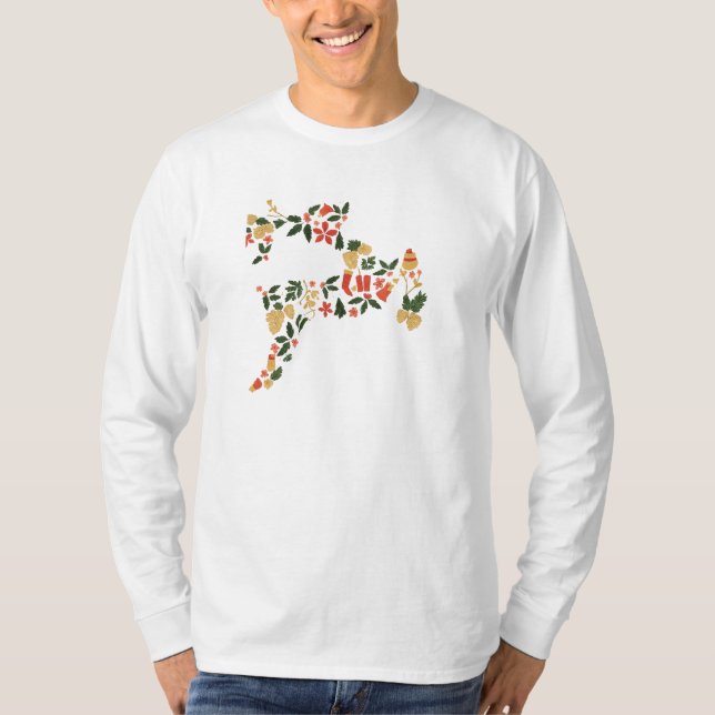 Christmas Reindeer Collage – Festive Holida T Shirt (Framsida)