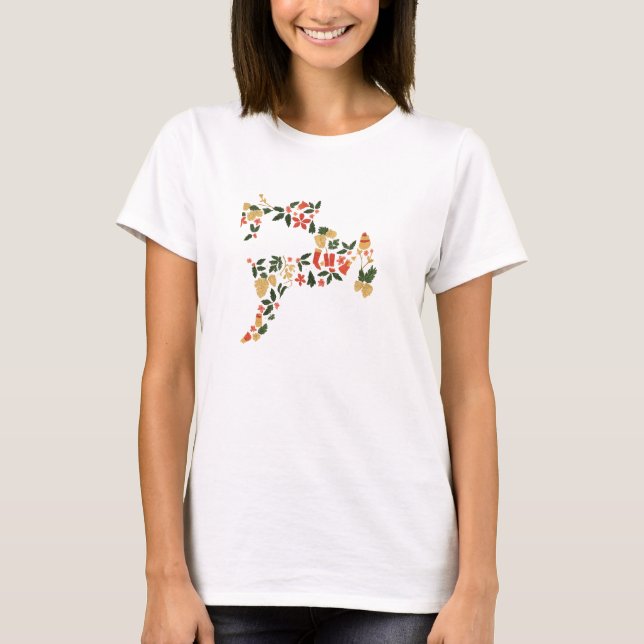 Christmas Reindeer Collage – Festive Holida T Shirt (Framsida)
