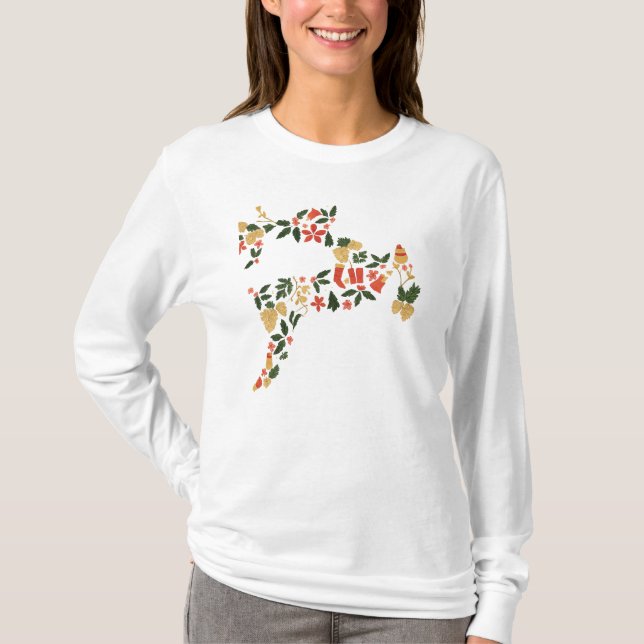 Christmas Reindeer Collage – Festive Holida T Shirt (Framsida)