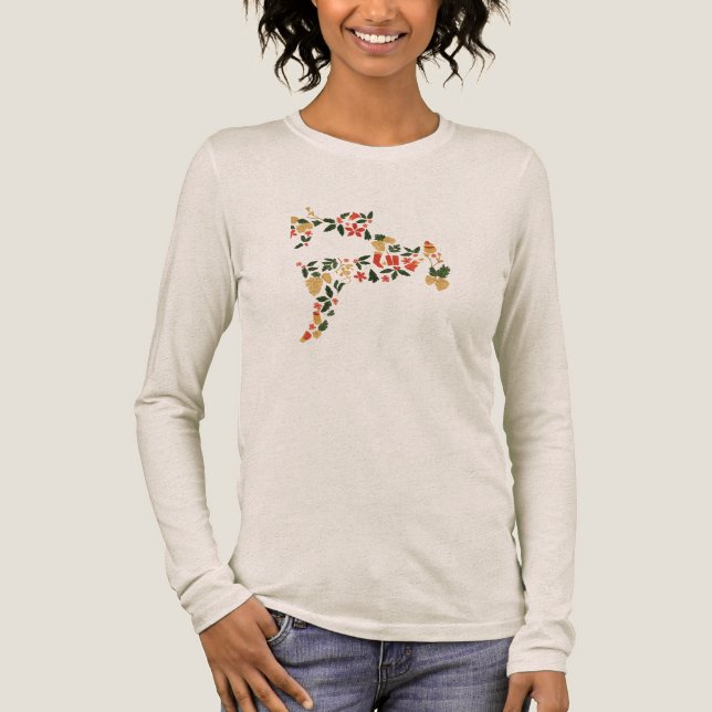 Christmas Reindeer Collage – Festive Holida T Shirt (Framsida)