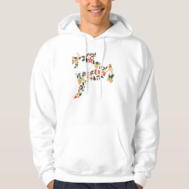 Christmas Reindeer Collage Hoodie – Festive Holida (Framsida)