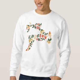 Christmas Reindeer Collage Hoodie – Festive Holida Lång Ärmad Tröja