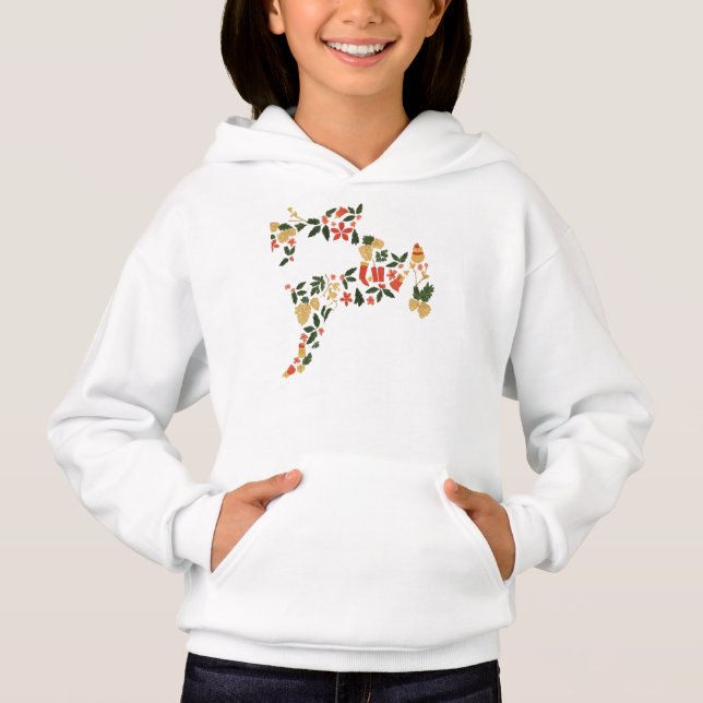 Christmas Reindeer Collage Hoodie – Festive Holida T Shirt (Framsida)