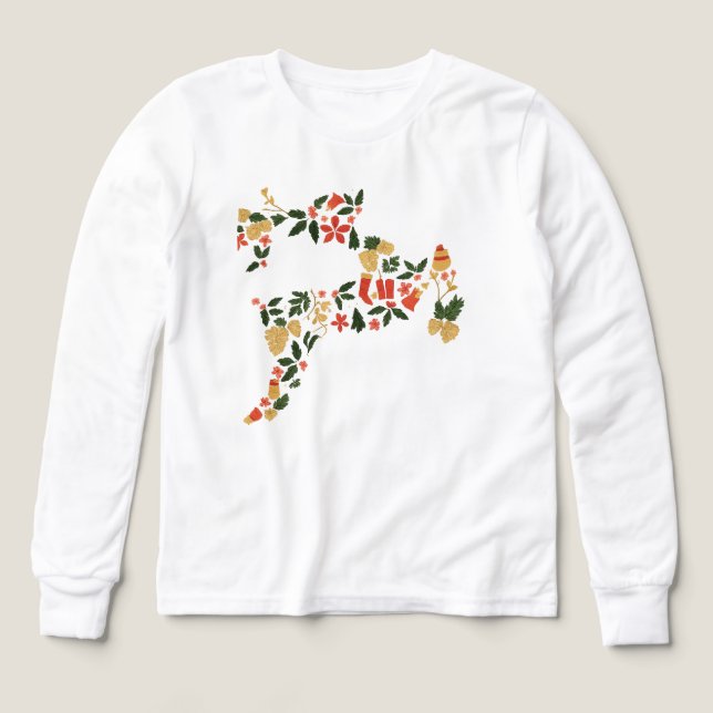 Christmas Reindeer Collage Hoodie – Festive Holida T Shirt (Design framsida)