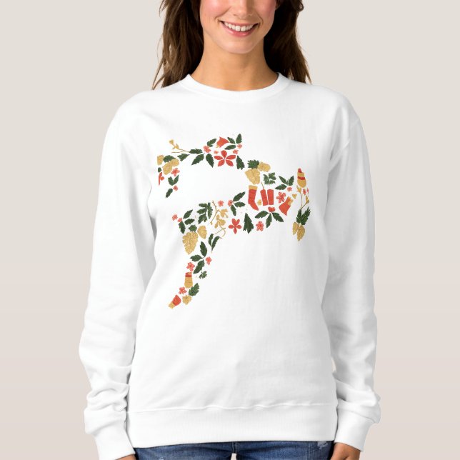 Christmas Reindeer Collage Hoodie – Festive Holida T Shirt (Framsida)