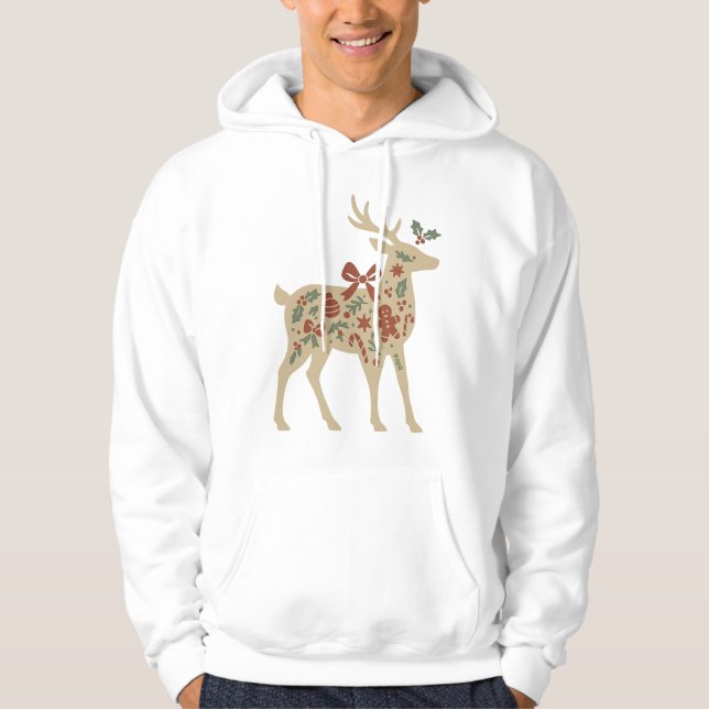 Christmas Reindeer Floral Art Kids Hoodies/Sweats Hoodie (Framsida)