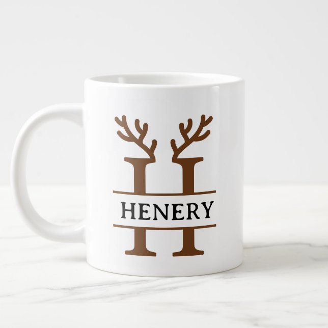 Christmas Reindeer holiday Mug, Custom winter  Jumbo Mugg (Vänster)