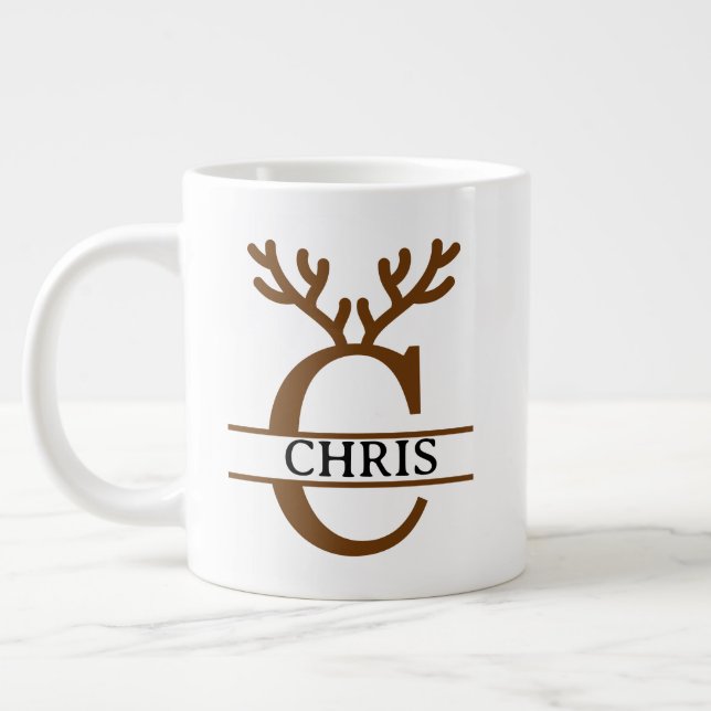 Christmas Reindeer holiday Mug, Custom winter  Jumbo Mugg (Vänster)