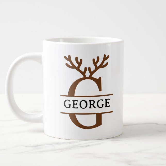 Christmas Reindeer holiday Mug, Custom winter  Jumbo Mugg (Vänster)