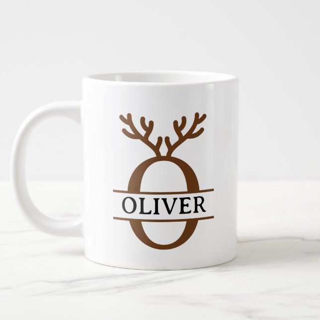 Christmas Reindeer holiday Mug, Custom winter  Jumbo Mugg (Vänster)