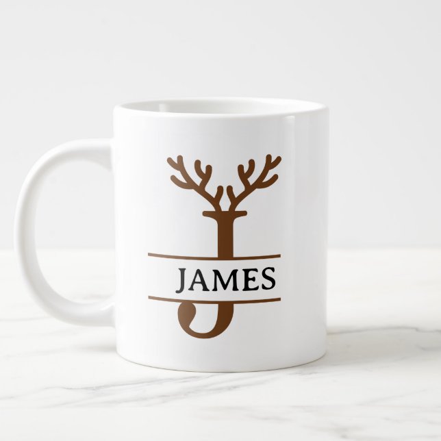 Christmas Reindeer holiday Mug, Custom winter  Jumbo Mugg (Vänster)