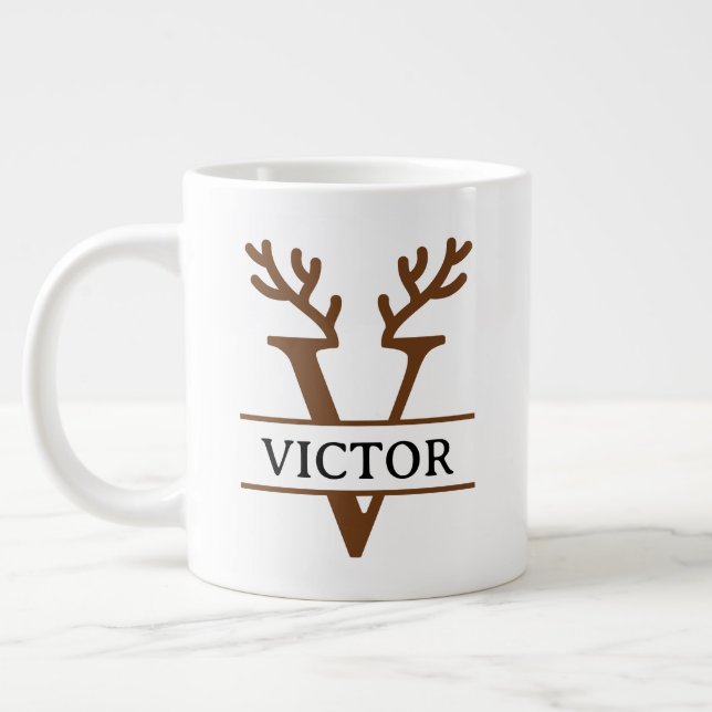 Christmas Reindeer holiday Mug, Custom winter  Jumbo Mugg (Vänster)