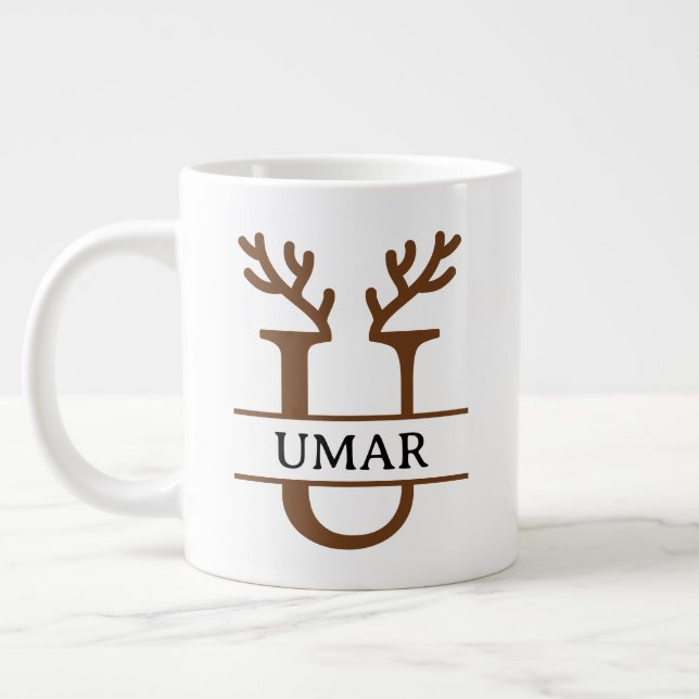 Christmas Reindeer holiday Mug, Custom winter  Jumbo Mugg (Vänster)